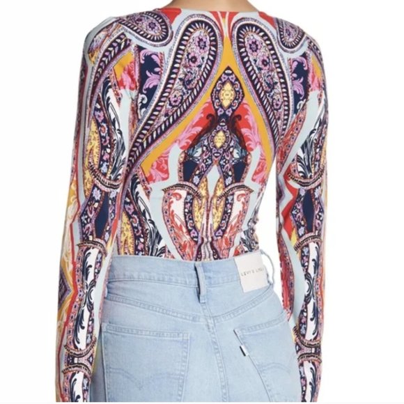 Free People Paisley Colorful Bodysuit Medium - Picture 2 of 7